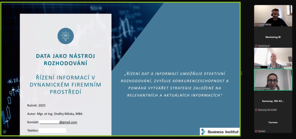 Online seminář "Data jako nástroj rozhodování", 22. 5. 2025 - galerie