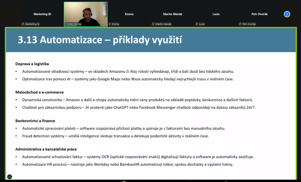 Online seminář "Digitální inovace: jak AI mění fungování organizací", 23. 9. 2025 - galerie