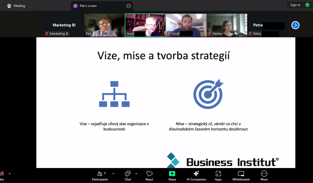 Online seminář "Vize, strategie a podnikové procesy v praxi", 20. 10. 2025 - galerie