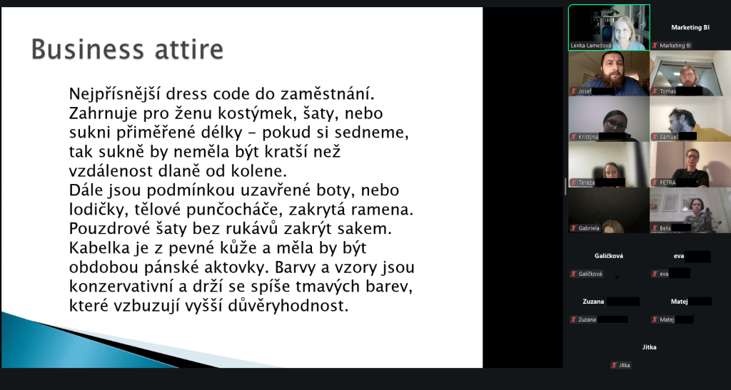 Online seminář "Business etiketa aneb jak si budovat zdravé sebevědomí", 27. 1. 2026 - galerie
